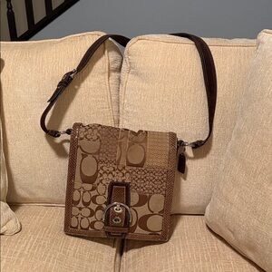 Vintage patchwork Coach Dark Brown Leather Tag.